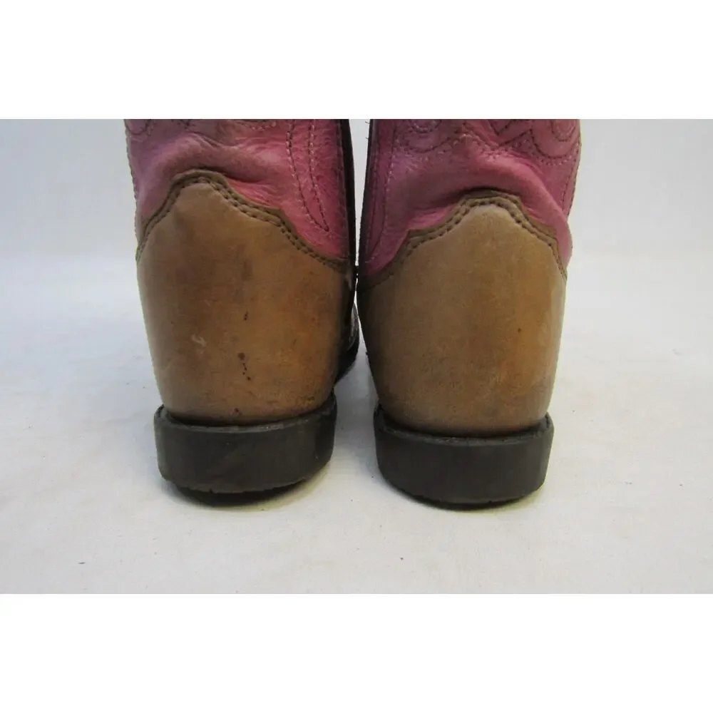 Shyanne Little Kids Youth Size 9 D Brown Pink Leather Zip Cowboy Western Boots